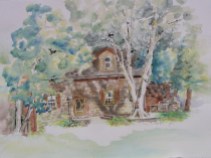 Sculley Homestead, 22 x 30 in, watercolour and ink