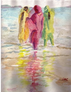 Beach Reflections1, 12 x 9 in, watercolour