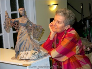 Shirley Admiring her Tribal Madonna piece, Spirits WorkshopJan14
